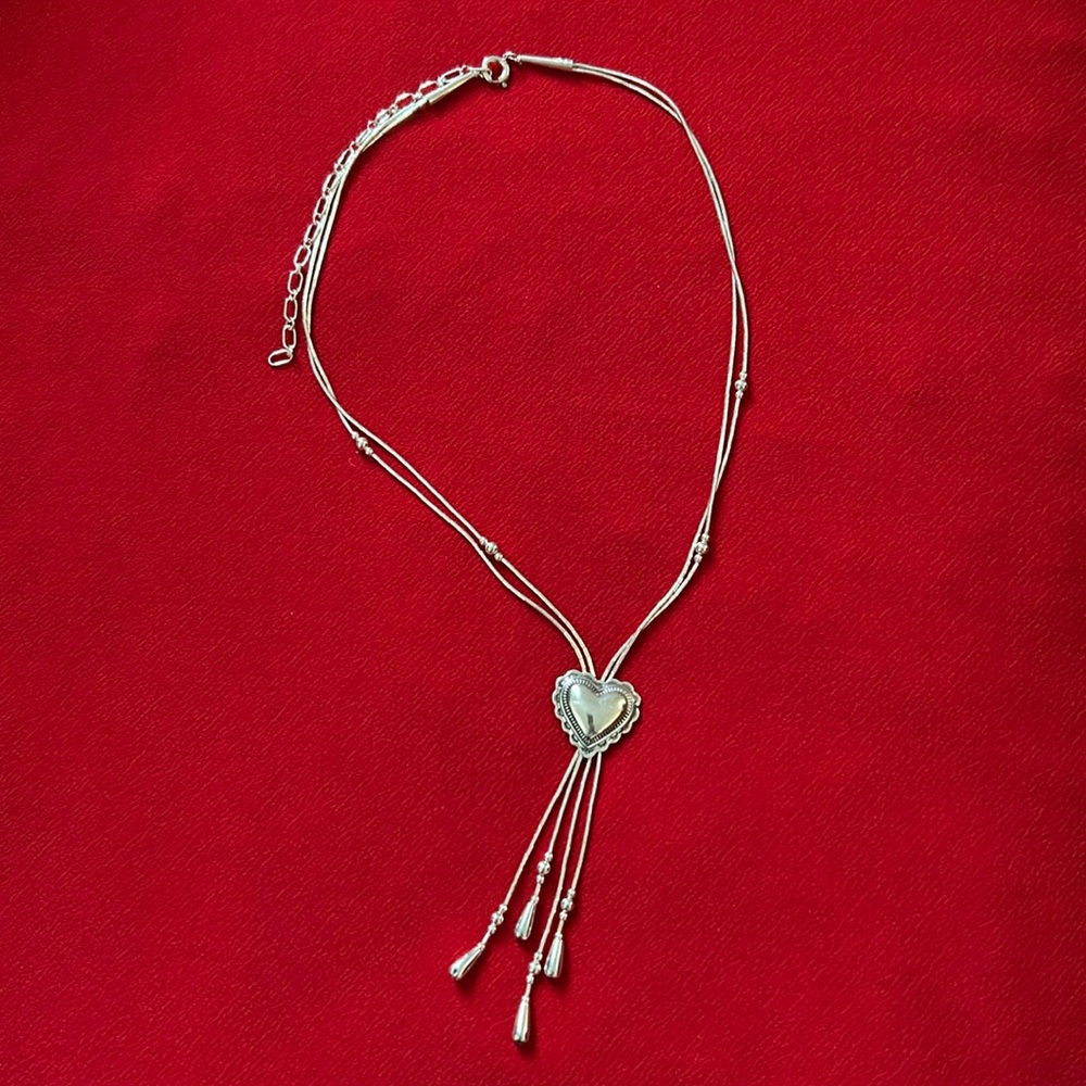 Southwestern Liquid Silver Heart Necklace